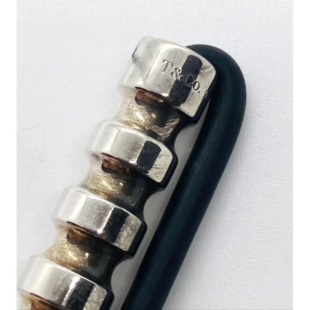 Tiffany & Co Sterling Silver Picasso Black Rubber Groove Money Clip Holder